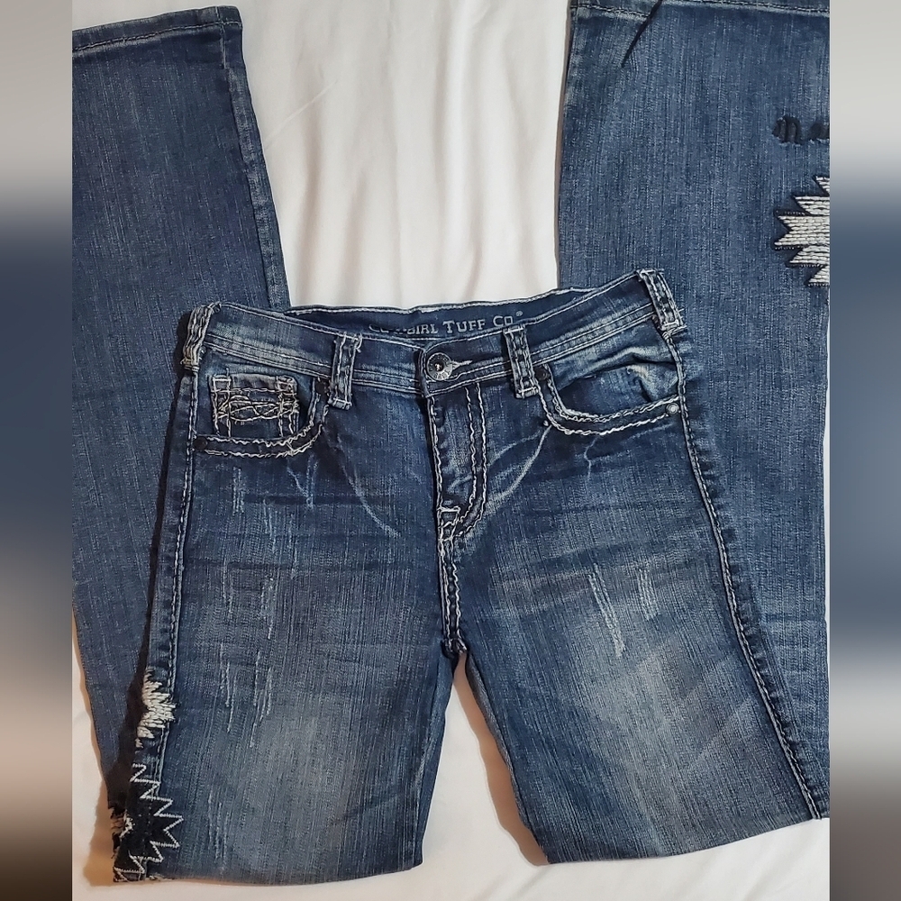 Cowgirl Tuff Embroidered Bootcut Jeans. Sz Girls 14 Or 26×30 - Picture 3 of 8